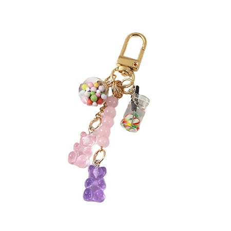 Lomubue Key Ring Beads Brightly Colored Delicate Texture Candy Color INS Cartoon Gummy Bear Bag Pendant Jewelry Gift