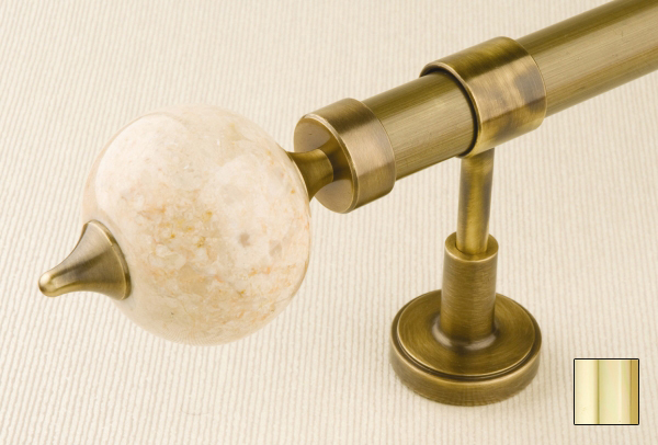 Flora 1128 Curtain Rod Set -.75 in. - Polished Brass - 110 in.
