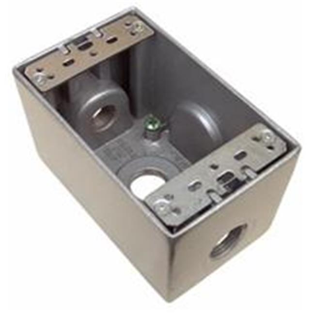 Weatherproof Boxes - One Gang Deep 24 Cubic Inch Capacity - 3 Outlet Holes 0.5 in. Gray