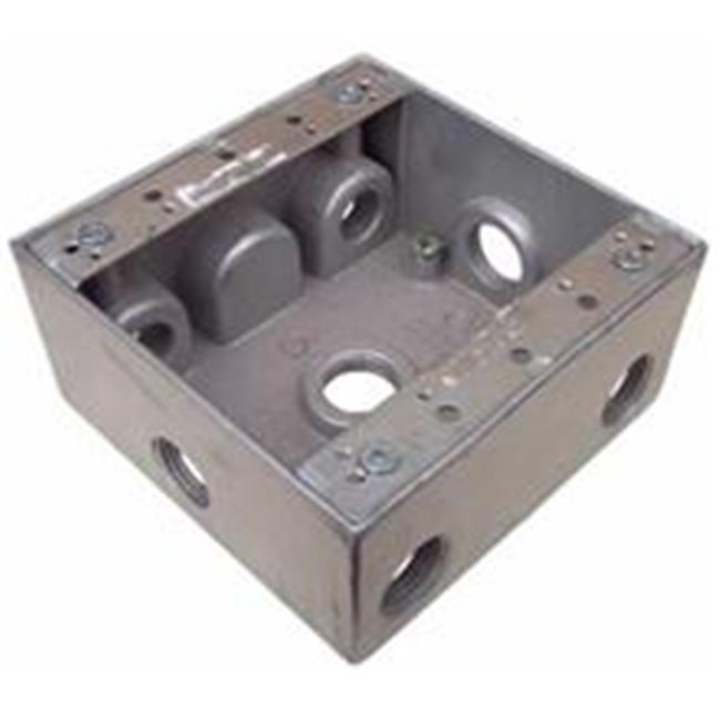 Weatherproof Boxes - Two Gang 30.5 Cubic Inch Capacity - 7 Outlet Holes 0.5 in. Gray