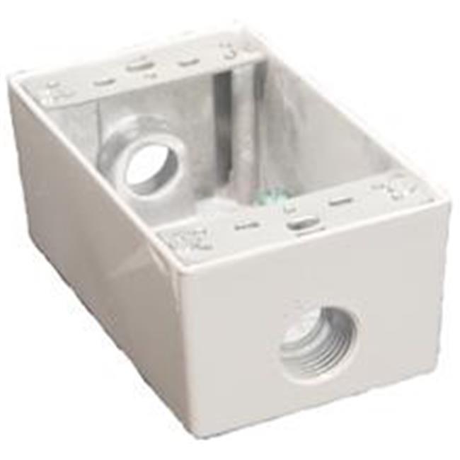 Weatherproof Boxes - One Gang 18 Cubic Inch Capacity - 3 Outlet Holes 0.5 in. White (928067)
