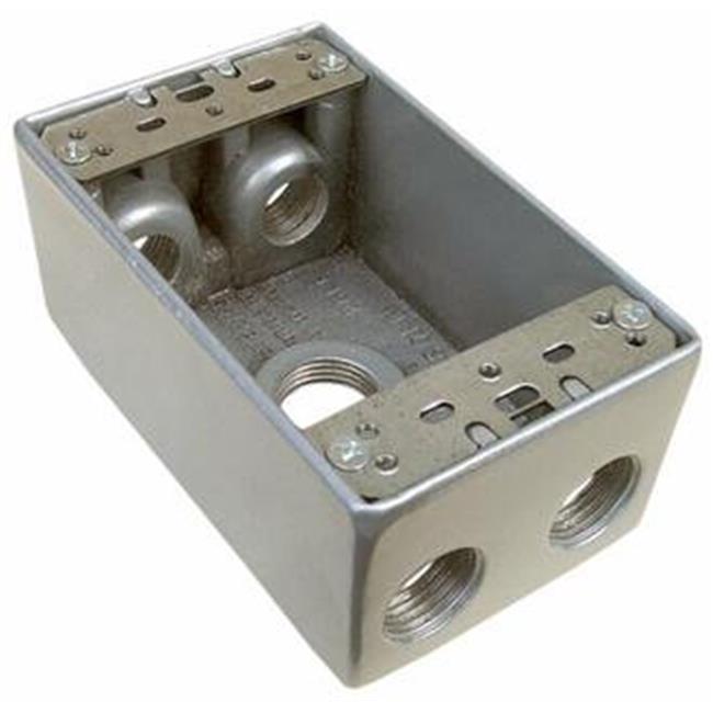 Weatherproof Boxes - One Gang 18 Cubic Inch Capacity - 5 Outlet Holes 0.5 in. Gray
