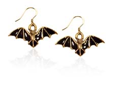 Bat Charm Earrings, Gold