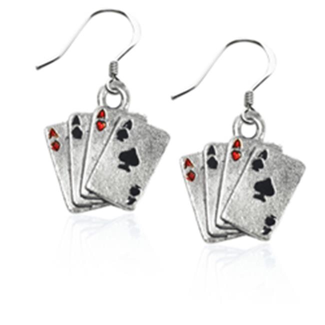 Aces Charm Earrings, Silver