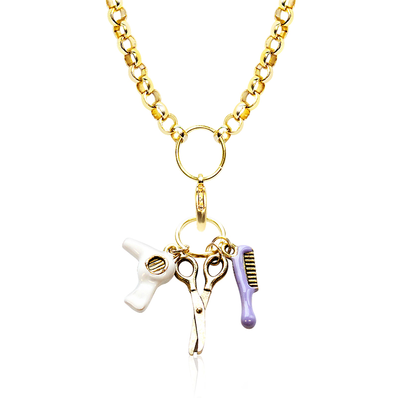 Beautician Charm Necklace in Gold