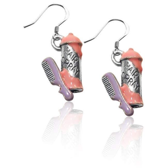 Hair Spray & Comb Charm Earrings  Silver