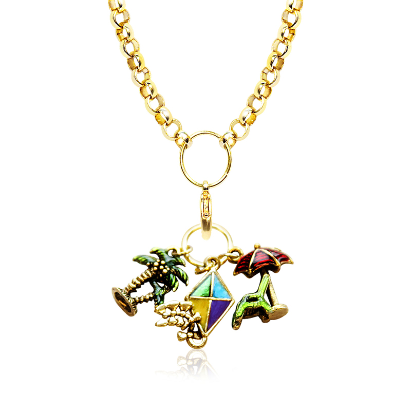 Summer Fun in the Sun Charm Necklace in Gold