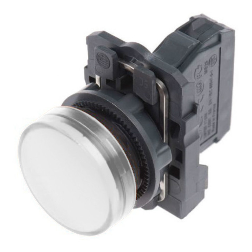 Schneider Electric, Harmony XB5, Panel Mount White LED Pilot Light, 22 Mm Cutout, IP67, IP66, Round, 24 V Ac/dc