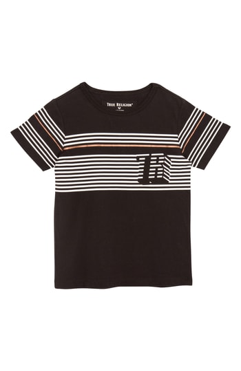 Boy's True Religion Brand Jeans Pop Stripe T-Shirt, Size 7 - Black