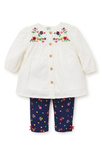 Infant Girl's Little Me Floral Charm Embroidered Tunic & Leggings Set