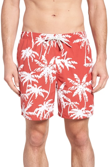 Men's Quiksilver Waterman Collection Palma Volley Swim Trunks, Size X-Large - Red