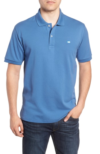 Men's Southern Tide 'Skipjack Micro Pique' Stretch Cotton Polo, Size X-Large - Blue