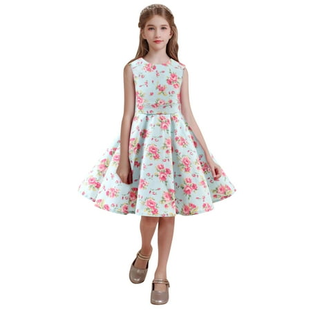Gubotare Formal Dresses for Girls Girls Maxi Dress Kids Buffalo Check Plaid Long Sleeve Casual Dresses with Pockets for Girls Blue 6 Years