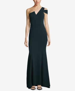 Betsy Adam Women's Dress Green Size 10P Petite One-Shoulder Gown 6858-0523-P - 10P