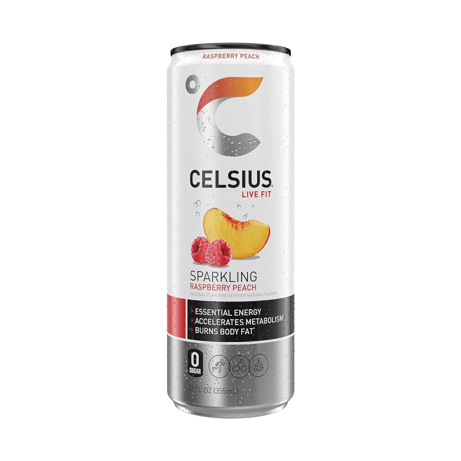 Sparkling Raspberry Peach Energy Drink - 12 Fl Oz Pack of 12 - No Sugar, No S... thumbnail