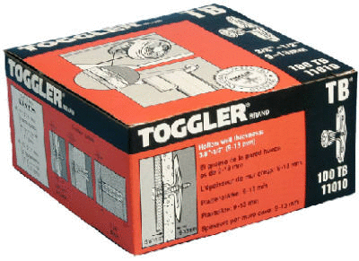 Mechanical Plastics 11010 0.38-0.5 in. Toggler TB Hollow Wall Anchors, 100 Pack