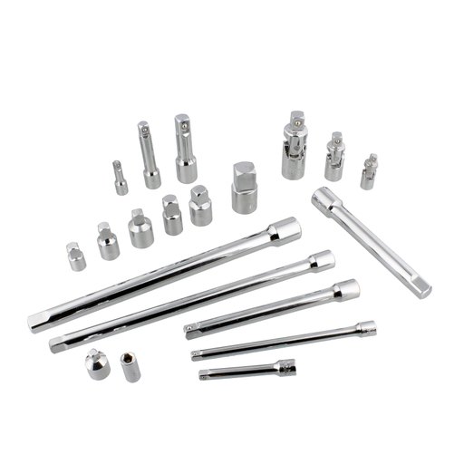 ABN 20 Piece Chrome Drive Tool Socket Adapter Set Extension Bar Adapter Joint