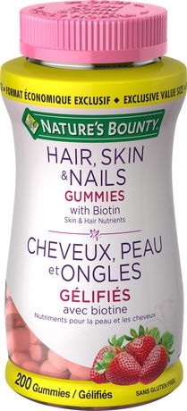 Nature's Bounty Hair, Skin & Nails Gummies with Biotin Exclusive Value Size 200 Gummies