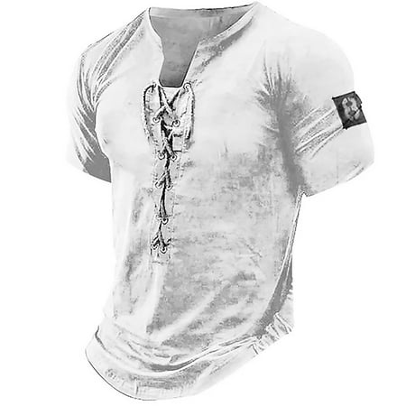 FreshLook Men S Tops  Tees & Blouses Men S Short Sleeve Graphic and Embroidered Fashion T-Shirt Spring and Summer Short Sleeve Printed White/L