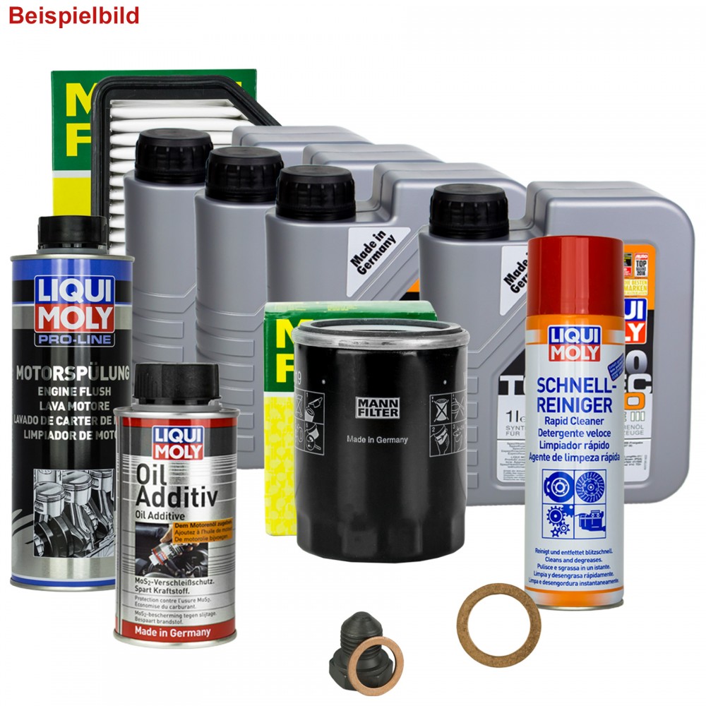 4L Liqui Moly 5W-30 + Mann Filter + Zubehör SET VW Polo 1.0