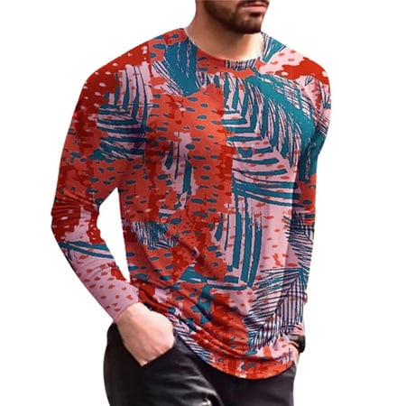 GWAABD Men Shirt Mens Shirts Casual Long Sleeve T-Shirt Men Top Printed Sport Casual Shirt