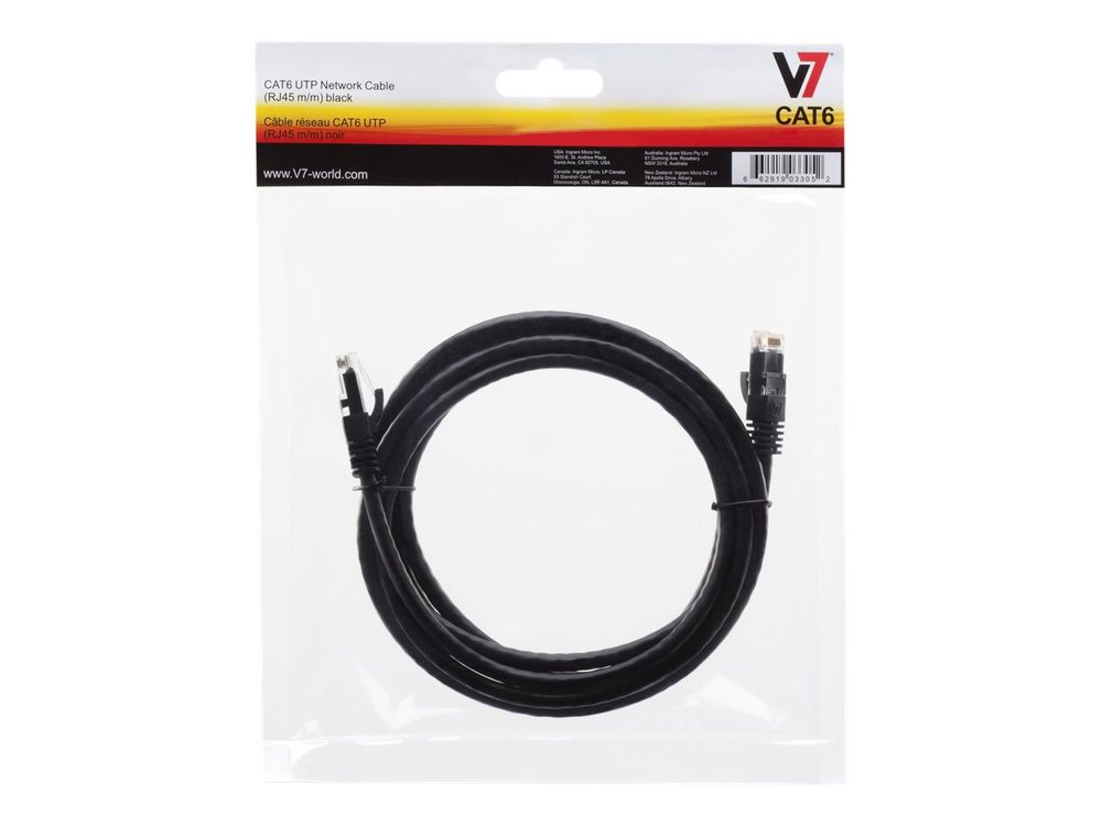 V7 0.3m RJ-45 M/M 0.3m Black Networking Cable