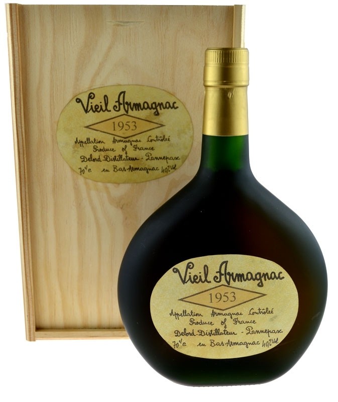 Rarität: Vieil Armagnac Delord 0,7l Jahrgang 1953 Inkl. Holzkiste