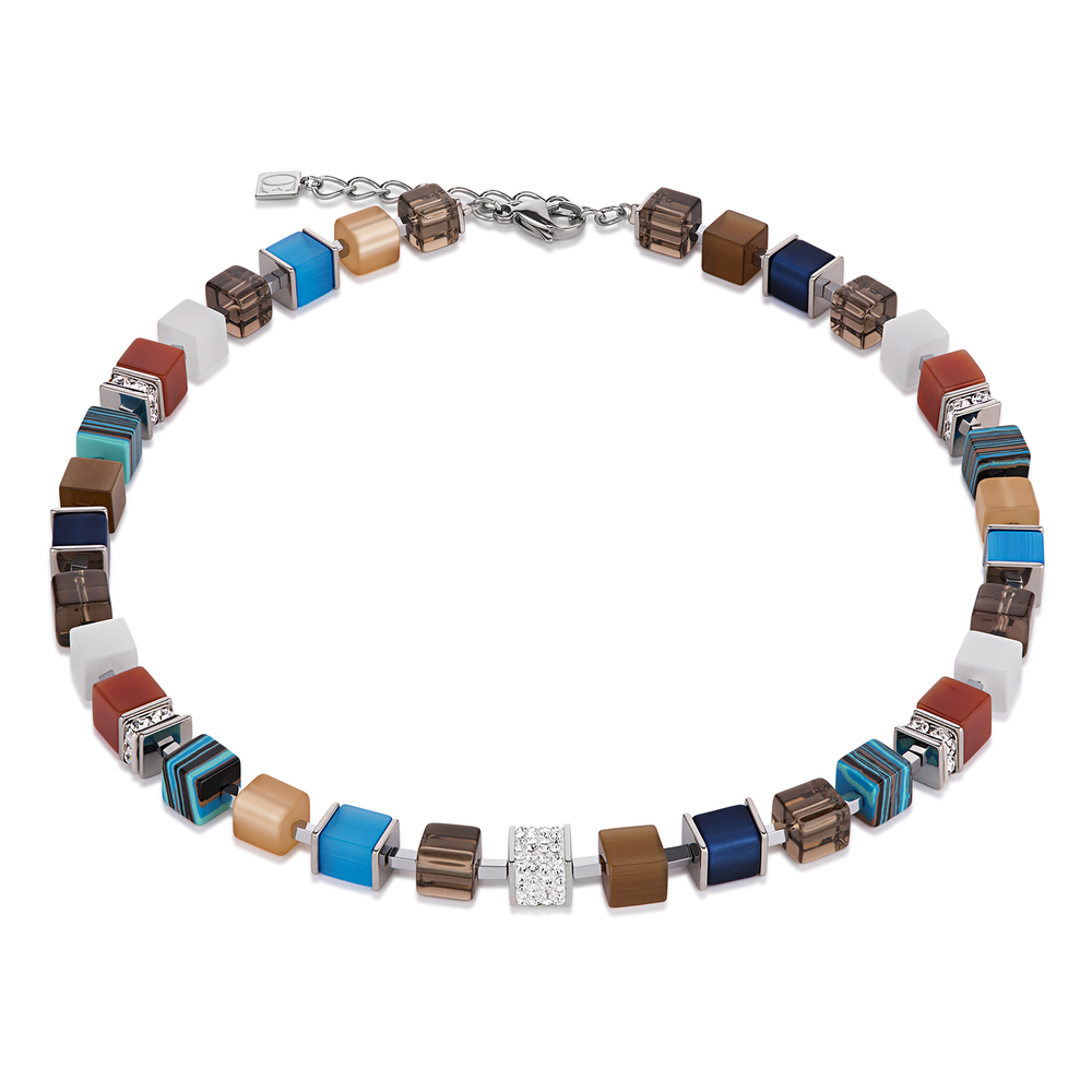 Coeur De Lion 4890/10-0711 Kette GeoCUBE® Pavé Blau Braun