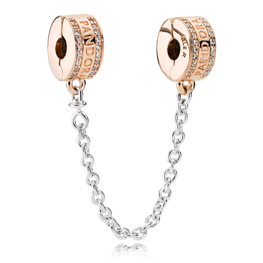 Pandora Logo Safety Chain Clip Charm - Silicone / Clear / Gold