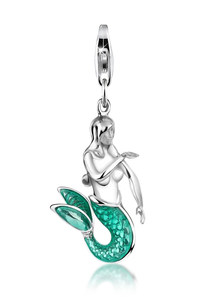 Charm Meerjungfrau Anhänger Emaille 925 Sterling Silber