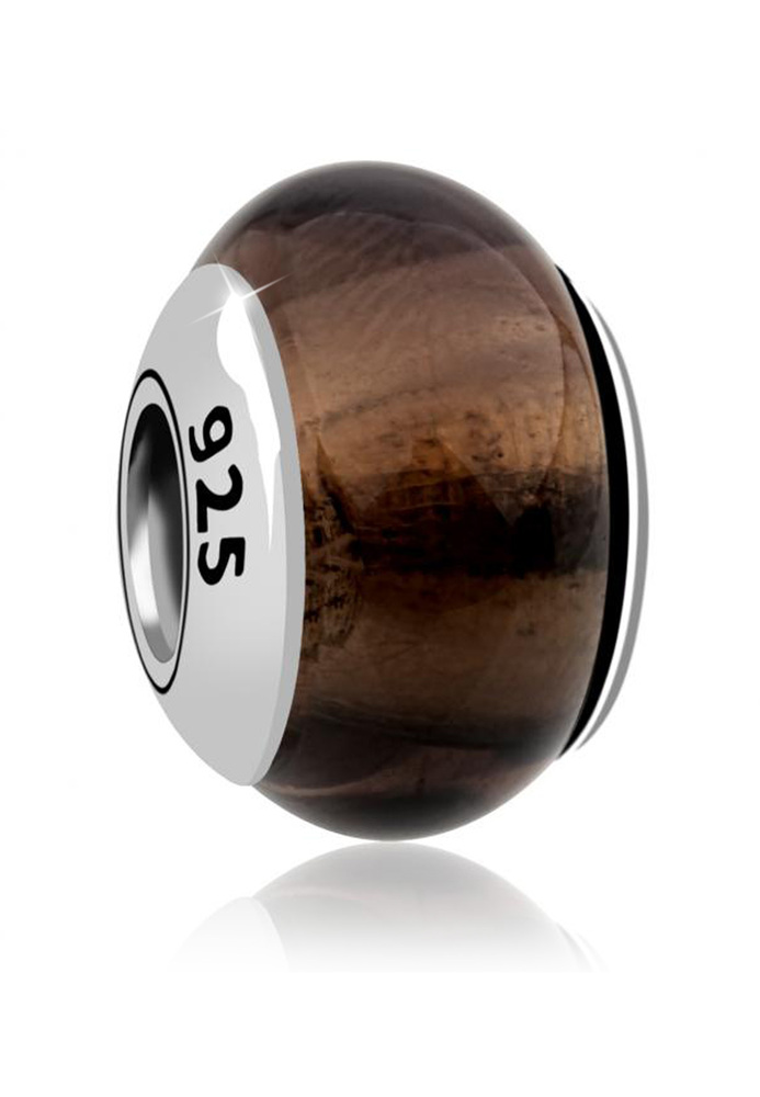 Charm Rauchquartz Glas Basic Anhänger Bead 925 Silber