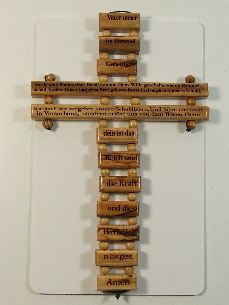 Kreuz Holzkreuz Olivenholzkreuz Vater Unser Handgefertigt 22 Cm