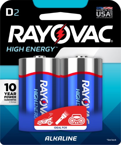 Rayovac High Energy Alkaline Batteries 2/Pkg-D
