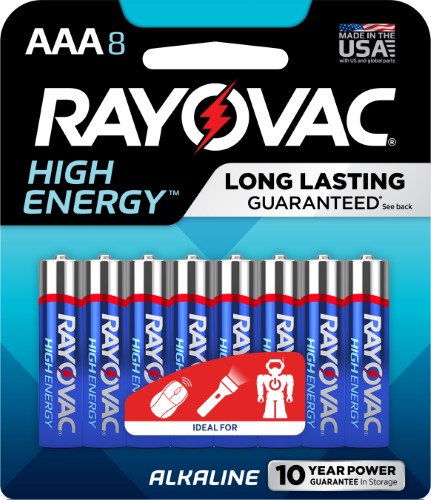 Rayovac High Energy AAA Alkaline Batteries 8 Pk Carded