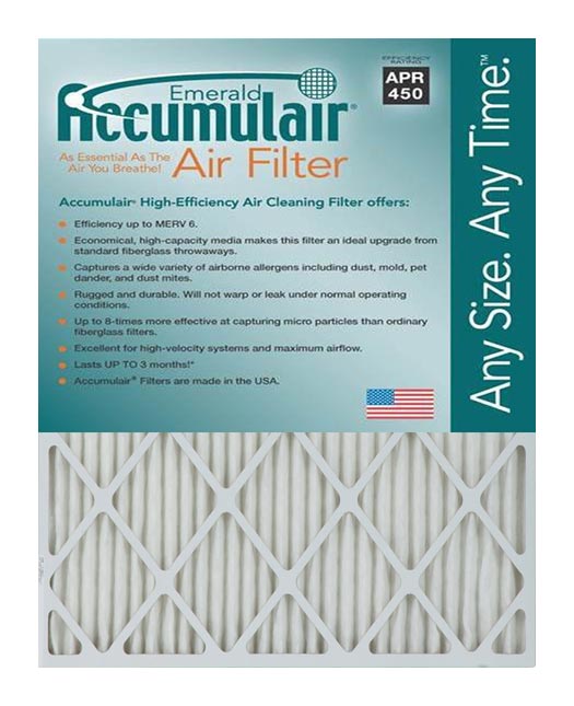 12x23.75x0.5 (11.5 X 23.75 X 0.5) Accumulair Emerald 1/2-Inch Filter (MERV 6)