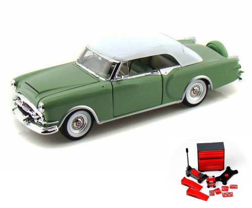 Diecast Car & Mechanic Set Package - 1953 Packard Caribbean, Green - Welly 24016H - 1/24 Scale Diecast Model Toy Car W/Mechanic Set