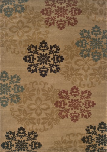 Moretti Plaid Area Rug 2320A Beige Scrolls Floral