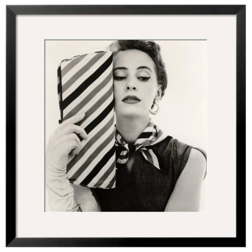 Art.com Barbara Miura with Madame Crystal Handbag and Neck Tie 1953 by John French Framed Wall Art