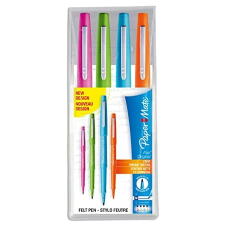 Paper Mate Flair Felt Tip Pens | Medium Point (0.7mm) | Assorted Fun Colours | Wallet of 4