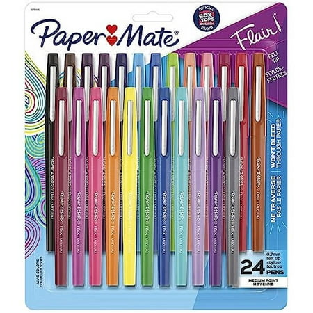 Paper Mate Felt Tip Pens Flair Marker Pens  Medium Point  Assorted  24 Count