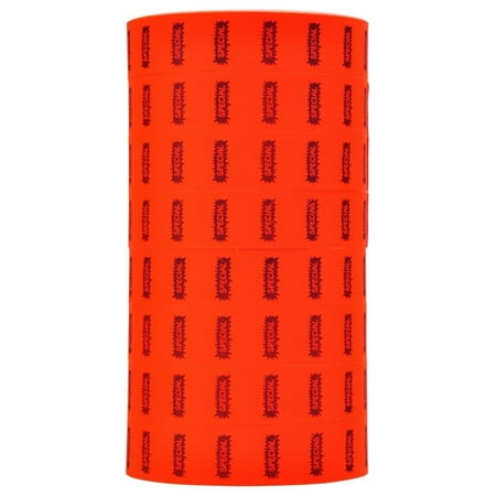 Black Reverse Starburst Print on Fluorescent Red SPECIAL  Pricing Labels to Fit ZQRPCA 1136 and 1138 Pricers. 8 Rolls with 1 Free .