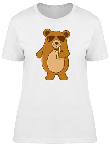 Bear Drinking Orange Juice Tee Women's -Image by Shutterstock
