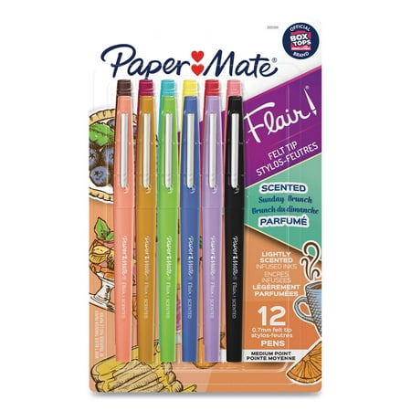 Paper Mate Flair Scented Felt Tip Porous Point Pen Stick  Medium 0.7 Mm  Assorted Ink and Barrel Colors  12/Pack