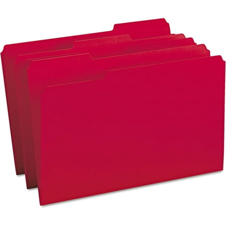 ZQRPCA 17743 File Folders  1/3 Cut Top Tab  Legal  Red  100/Box