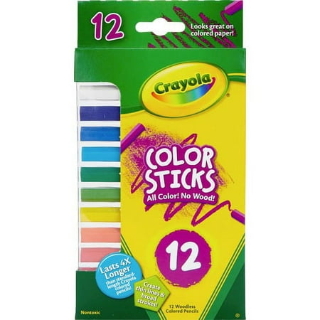 Crayola 12 Color Sticks Woodless Colored Pencils - Red  Red Orange  Orange  Yellow  Yellow Green  Green  Sky Blue  Blue  Violet  Brown  Black  ... Lea