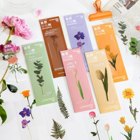 LA TALUS Page Holder Nature Plants Exquisite Pattern Translucent Universal Literature Book Mark for Gift Style E 5Pcs/Set