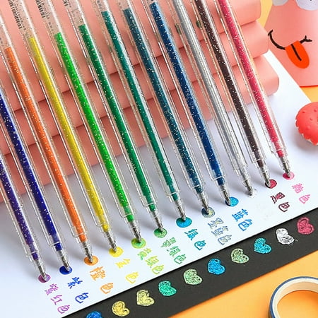 LA TALUS Highlighter Pen Glittery Quick Drying Pens Clip Design Cute Bling Kids Colored Gel Pen with Glitter Powder Children Gift 1 Set 8pcs