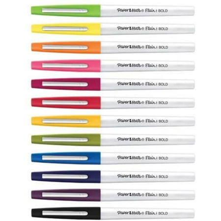 Newell Paper Mate Flair Felt Tip Pens - Bold Point  Assorted Color - Pack of 12