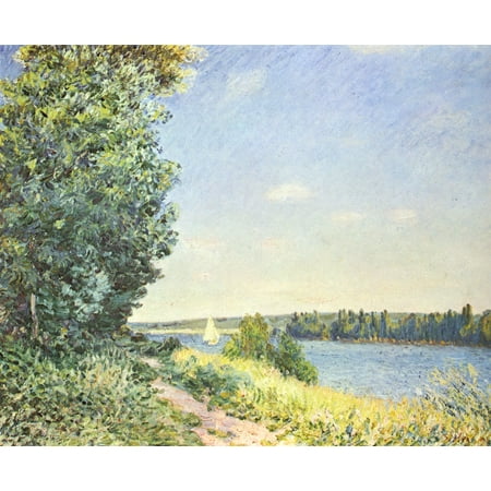 Sisley  Alfred - Normandy Path on the Water  in the Evening at Sahurs - Laminated Poster Print - 12 Inch by 18 Inch with Bright Colors and Vivid Image