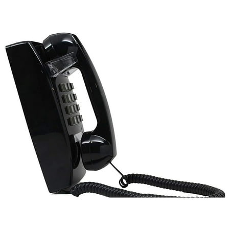 Single Line Classic 2554 Wall Phone with Ringer and Handset Volume Control  Black - Wall Mount Jack Required
